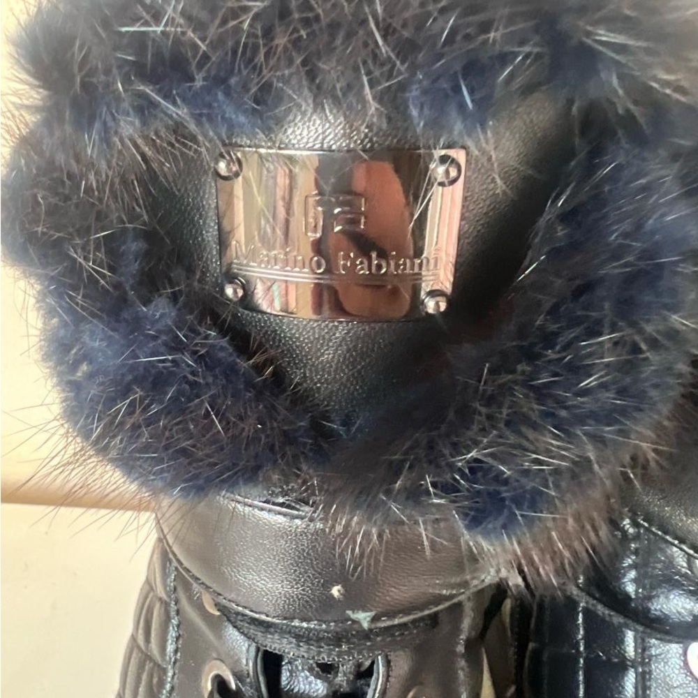 Made in Italy Marino Fabiani Black High-Top Sneakers with fur orthopedic heel - Picture 6 of 12